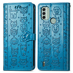 Coque Portefeuille Motif Fantaisie Livre Cuir Etui Clapet S03D pour Nokia C31 Bleu