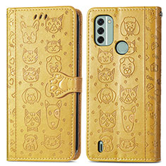 Coque Portefeuille Motif Fantaisie Livre Cuir Etui Clapet S03D pour Nokia C31 Jaune