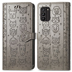 Coque Portefeuille Motif Fantaisie Livre Cuir Etui Clapet S03D pour Nokia G100 Gris