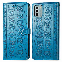 Coque Portefeuille Motif Fantaisie Livre Cuir Etui Clapet S03D pour Nokia G22 Bleu