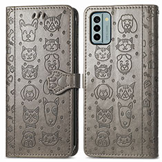 Coque Portefeuille Motif Fantaisie Livre Cuir Etui Clapet S03D pour Nokia G22 Gris