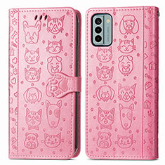 Coque Portefeuille Motif Fantaisie Livre Cuir Etui Clapet S03D pour Nokia G22 Rose