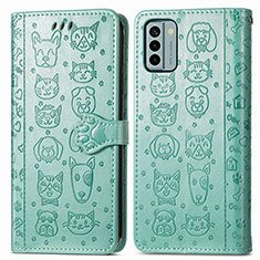 Coque Portefeuille Motif Fantaisie Livre Cuir Etui Clapet S03D pour Nokia G22 Vert