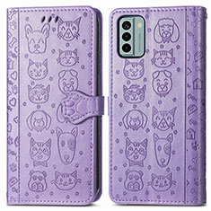 Coque Portefeuille Motif Fantaisie Livre Cuir Etui Clapet S03D pour Nokia G22 Violet