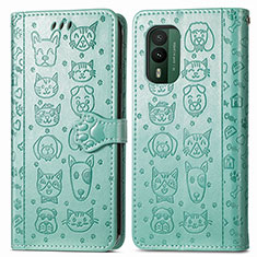 Coque Portefeuille Motif Fantaisie Livre Cuir Etui Clapet S03D pour Nokia XR21 Vert