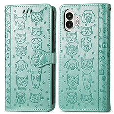 Coque Portefeuille Motif Fantaisie Livre Cuir Etui Clapet S03D pour Nothing Phone 2 Vert