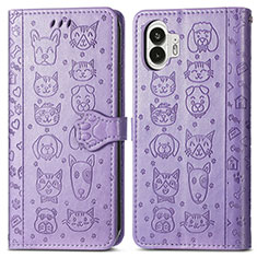 Coque Portefeuille Motif Fantaisie Livre Cuir Etui Clapet S03D pour Nothing Phone 2 Violet