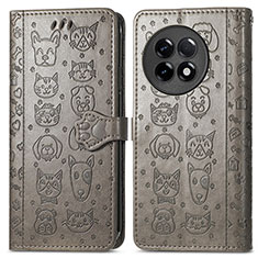 Coque Portefeuille Motif Fantaisie Livre Cuir Etui Clapet S03D pour OnePlus 11R 5G Gris