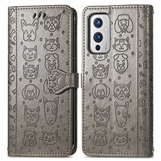 Coque Portefeuille Motif Fantaisie Livre Cuir Etui Clapet S03D pour OnePlus 9 5G Gris