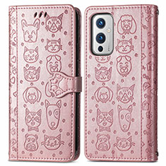 Coque Portefeuille Motif Fantaisie Livre Cuir Etui Clapet S03D pour OnePlus 9 5G Or Rose