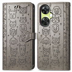 Coque Portefeuille Motif Fantaisie Livre Cuir Etui Clapet S03D pour OnePlus Nord CE 3 5G Gris