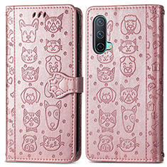 Coque Portefeuille Motif Fantaisie Livre Cuir Etui Clapet S03D pour OnePlus Nord CE 5G Or Rose