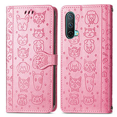 Coque Portefeuille Motif Fantaisie Livre Cuir Etui Clapet S03D pour OnePlus Nord CE 5G Rose