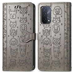 Coque Portefeuille Motif Fantaisie Livre Cuir Etui Clapet S03D pour OnePlus Nord N200 5G Gris