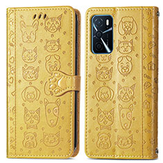 Coque Portefeuille Motif Fantaisie Livre Cuir Etui Clapet S03D pour Oppo A16 Jaune