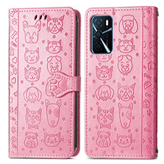 Coque Portefeuille Motif Fantaisie Livre Cuir Etui Clapet S03D pour Oppo A16 Rose