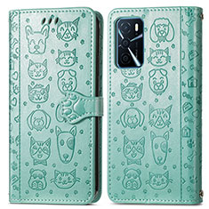 Coque Portefeuille Motif Fantaisie Livre Cuir Etui Clapet S03D pour Oppo A16 Vert