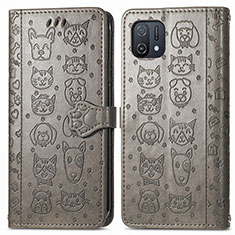 Coque Portefeuille Motif Fantaisie Livre Cuir Etui Clapet S03D pour Oppo A16K Gris