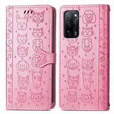 Coque Portefeuille Motif Fantaisie Livre Cuir Etui Clapet S03D pour Oppo A53s 5G Rose