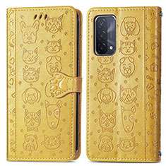 Coque Portefeuille Motif Fantaisie Livre Cuir Etui Clapet S03D pour Oppo A54 5G Jaune