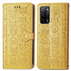 Coque Portefeuille Motif Fantaisie Livre Cuir Etui Clapet S03D pour Oppo A55 5G Jaune