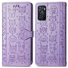 Coque Portefeuille Motif Fantaisie Livre Cuir Etui Clapet S03D pour Oppo A55S 5G Violet