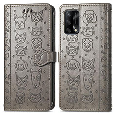 Coque Portefeuille Motif Fantaisie Livre Cuir Etui Clapet S03D pour Oppo A74 4G Gris