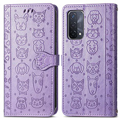 Coque Portefeuille Motif Fantaisie Livre Cuir Etui Clapet S03D pour Oppo A93 5G Violet