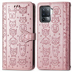 Coque Portefeuille Motif Fantaisie Livre Cuir Etui Clapet S03D pour Oppo A94 4G Or Rose