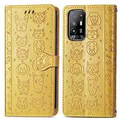 Coque Portefeuille Motif Fantaisie Livre Cuir Etui Clapet S03D pour Oppo A94 5G Jaune