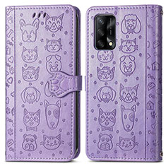 Coque Portefeuille Motif Fantaisie Livre Cuir Etui Clapet S03D pour Oppo A95 4G Violet