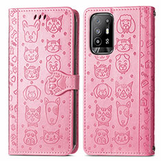 Coque Portefeuille Motif Fantaisie Livre Cuir Etui Clapet S03D pour Oppo A95 5G Rose