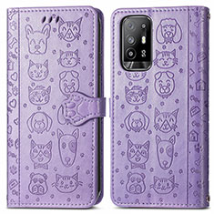 Coque Portefeuille Motif Fantaisie Livre Cuir Etui Clapet S03D pour Oppo F19 Pro+ Plus 5G Violet