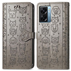 Coque Portefeuille Motif Fantaisie Livre Cuir Etui Clapet S03D pour Oppo K10 5G India Gris