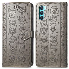 Coque Portefeuille Motif Fantaisie Livre Cuir Etui Clapet S03D pour Oppo K9 Pro 5G Gris