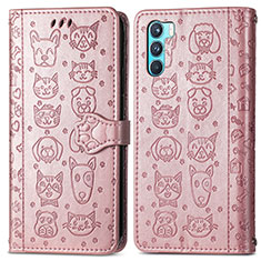 Coque Portefeuille Motif Fantaisie Livre Cuir Etui Clapet S03D pour Oppo K9 Pro 5G Or Rose