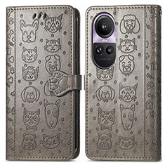 Coque Portefeuille Motif Fantaisie Livre Cuir Etui Clapet S03D pour Oppo Reno10 5G Gris