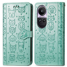 Coque Portefeuille Motif Fantaisie Livre Cuir Etui Clapet S03D pour Oppo Reno10 5G Vert