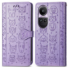 Coque Portefeuille Motif Fantaisie Livre Cuir Etui Clapet S03D pour Oppo Reno10 5G Violet