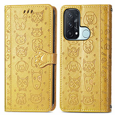 Coque Portefeuille Motif Fantaisie Livre Cuir Etui Clapet S03D pour Oppo Reno5 A Jaune