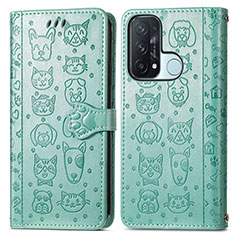 Coque Portefeuille Motif Fantaisie Livre Cuir Etui Clapet S03D pour Oppo Reno5 A Vert