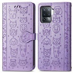 Coque Portefeuille Motif Fantaisie Livre Cuir Etui Clapet S03D pour Oppo Reno5 Lite Violet