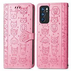 Coque Portefeuille Motif Fantaisie Livre Cuir Etui Clapet S03D pour Oppo Reno6 5G Rose