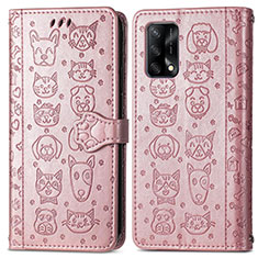 Coque Portefeuille Motif Fantaisie Livre Cuir Etui Clapet S03D pour Oppo Reno6 Lite Or Rose