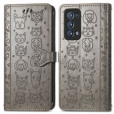 Coque Portefeuille Motif Fantaisie Livre Cuir Etui Clapet S03D pour Oppo Reno6 Pro 5G Gris