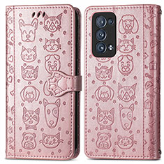 Coque Portefeuille Motif Fantaisie Livre Cuir Etui Clapet S03D pour Oppo Reno6 Pro 5G Or Rose