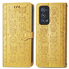 Coque Portefeuille Motif Fantaisie Livre Cuir Etui Clapet S03D pour Oppo Reno6 Pro+ Plus 5G Jaune