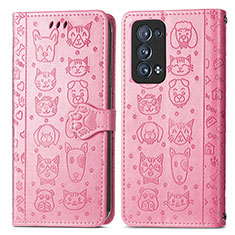 Coque Portefeuille Motif Fantaisie Livre Cuir Etui Clapet S03D pour Oppo Reno6 Pro+ Plus 5G Rose