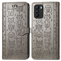 Coque Portefeuille Motif Fantaisie Livre Cuir Etui Clapet S03D pour Oppo Reno6 Z 5G Gris