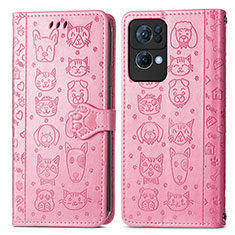 Coque Portefeuille Motif Fantaisie Livre Cuir Etui Clapet S03D pour Oppo Reno7 Pro 5G Rose